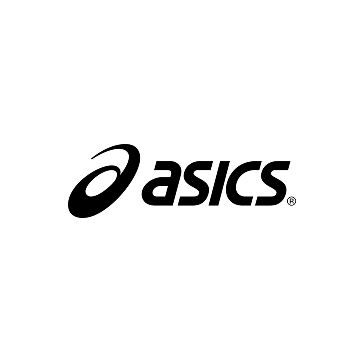 ASICS logo, black text and swirl icon, represents a sports brand focused on performance footwear and athletic gear.