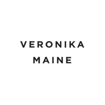 Veronika Maine logo, featuring bold uppercase text on a black background, representing a fashion brand identity.